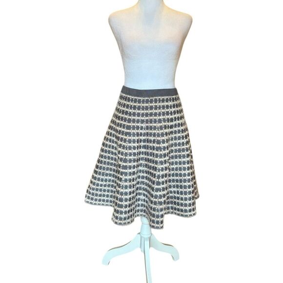 Olivia and Grace Jacquard Flip Skirt Fit and Flare Grey Cream Womens Size XL NWT - Picture 1 of 7